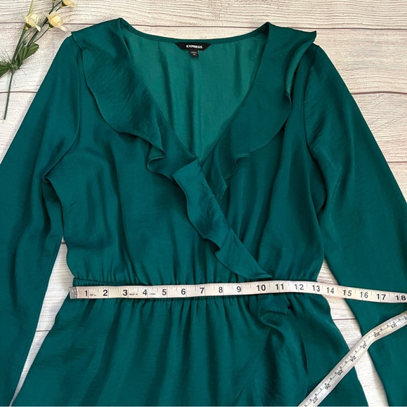 EXPRESS Ruffle Elastic Waist Wrap Dress - Picture 12 of 15